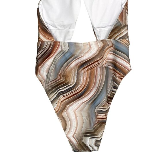NWT Helen Owen Byblos Cutout Halter Cheeky High Cut One Piece Swim L Sandstone - Picture 11 of 15